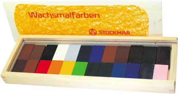 24 Crayolas de Bloque Stockmar, Empaque Madera, 100% Cera Abeja