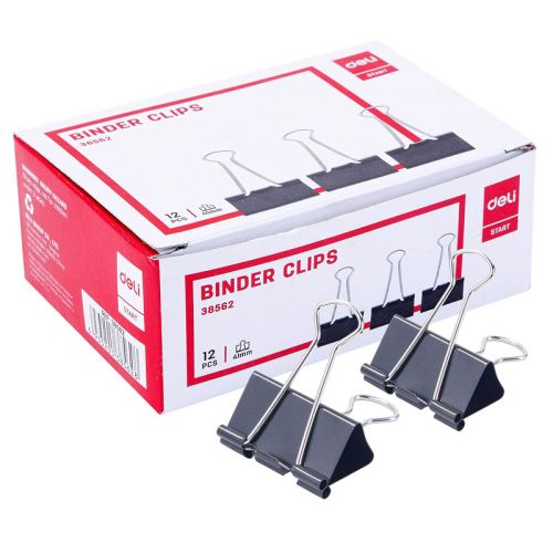 Clips medianos para papel Deli Binder 341 mm  (paquete de 12)