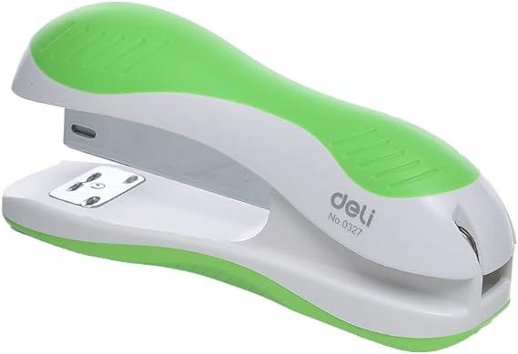 Deli vivid no.0327 grapadora metálica de carga frontal con capacidad para 25 hojas - blanco/verde