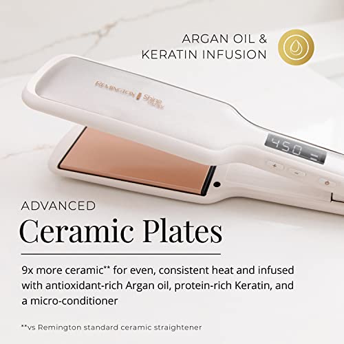 Remington Shine Therapy - Plancha de pelo de 2 pulgadas, plancha plana infundida con aceite de argán y queratina, plancha plana profesional de cerámica para menos encrespamiento, herramientas de