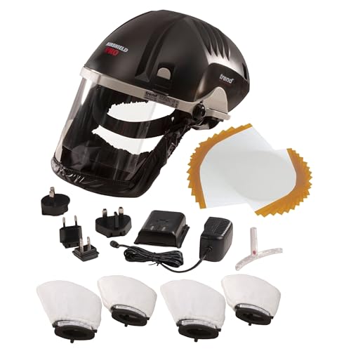 Trend Paquete de respirador y protector facial Airshield Pro con superposiciones de visera de repuesto y filtros de aire gemelos adicionales, AIR/PRO/D5
