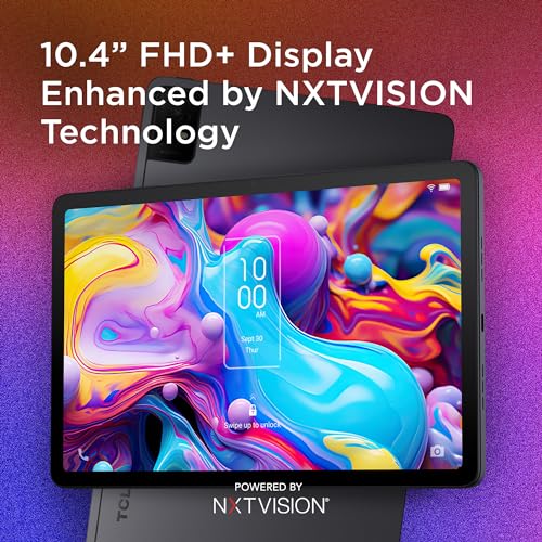 TCL TAB 10 Gen 2, tableta Android Wi-Fi de 10.4 pulgadas, 128 GB, pantalla Full HD 2K, batería de 6000 mAh, Android 13, diseño delgado, versión 2023, versión estadounidense, gris espacial