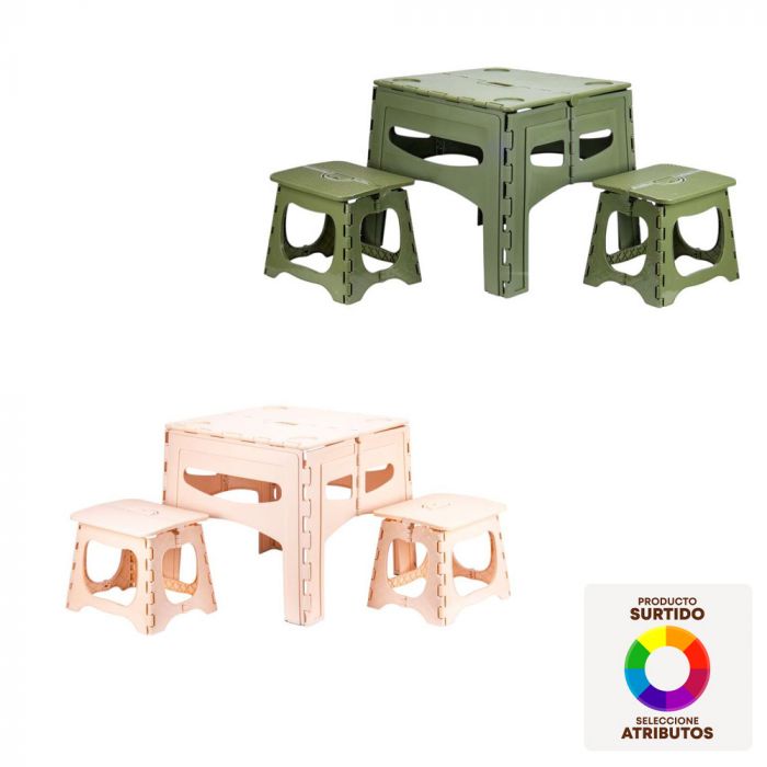 Mesa silla plegable 3pzas surtido