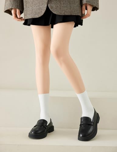 Rehelu Calcetines largos de algodón para mujer, calcetines largos y ligeros para mujer, ropa estética limpia, Blanco