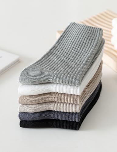 Rehelu Calcetines largos de algodón para mujer, calcetines largos y ligeros para mujer, ropa estética limpia, Tono Tierra