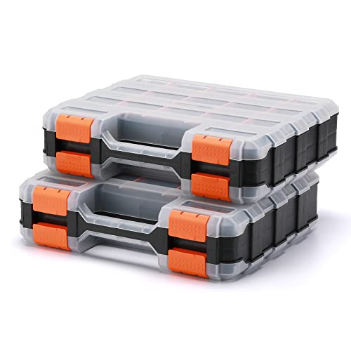 Mayouko Organizador de herramientas de doble cara, separadores de plástico extraíbles personalizables, almacenamiento de caja de hardware, excelente para tornillos, tuercas, piezas pequeñas, 34